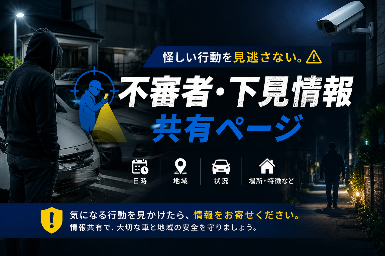 車盗難・不審者・下見情報共有